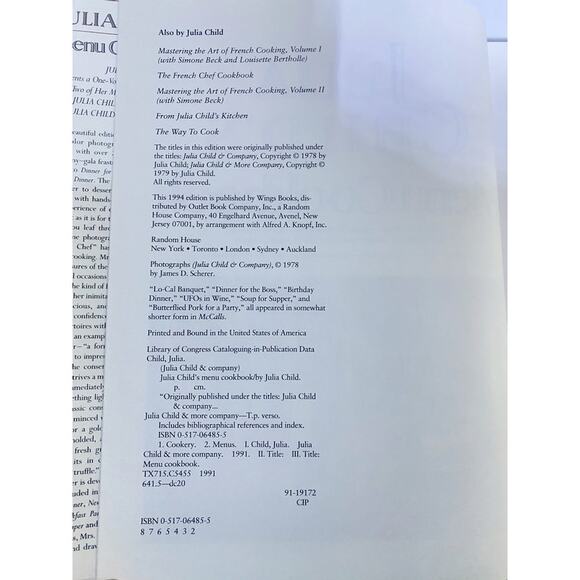 Julia Child's Menu Cookbook 1994 Mastering the Art of French Cooking Hardcover - Picture 5 of 6